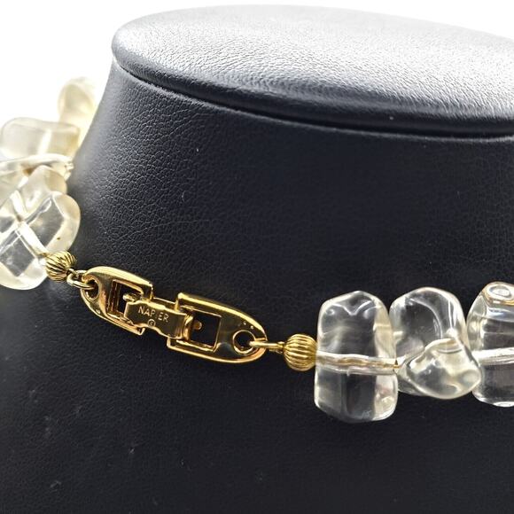 Napier Frosted Ice Necklace Faux Crystal Chip Beads Acrylic Lucite Nugget 29"L - Picture 3 of 9